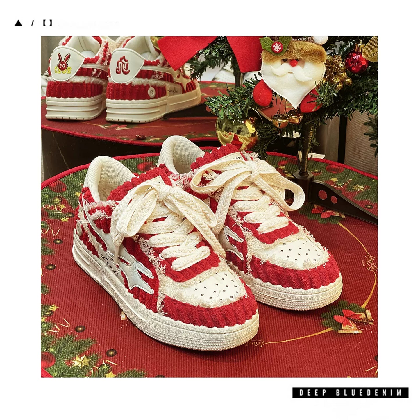 Lucky Year of the Rabbit New Year Trendy Shoes Red Corduroy