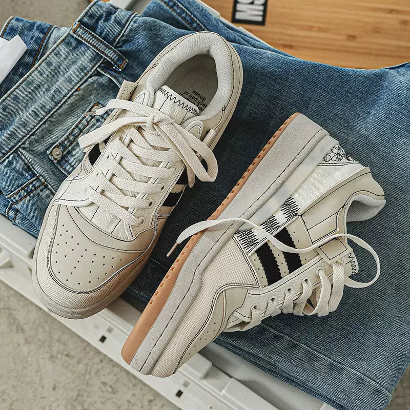 Niche line drawing sports shoes all-match casual white shoes