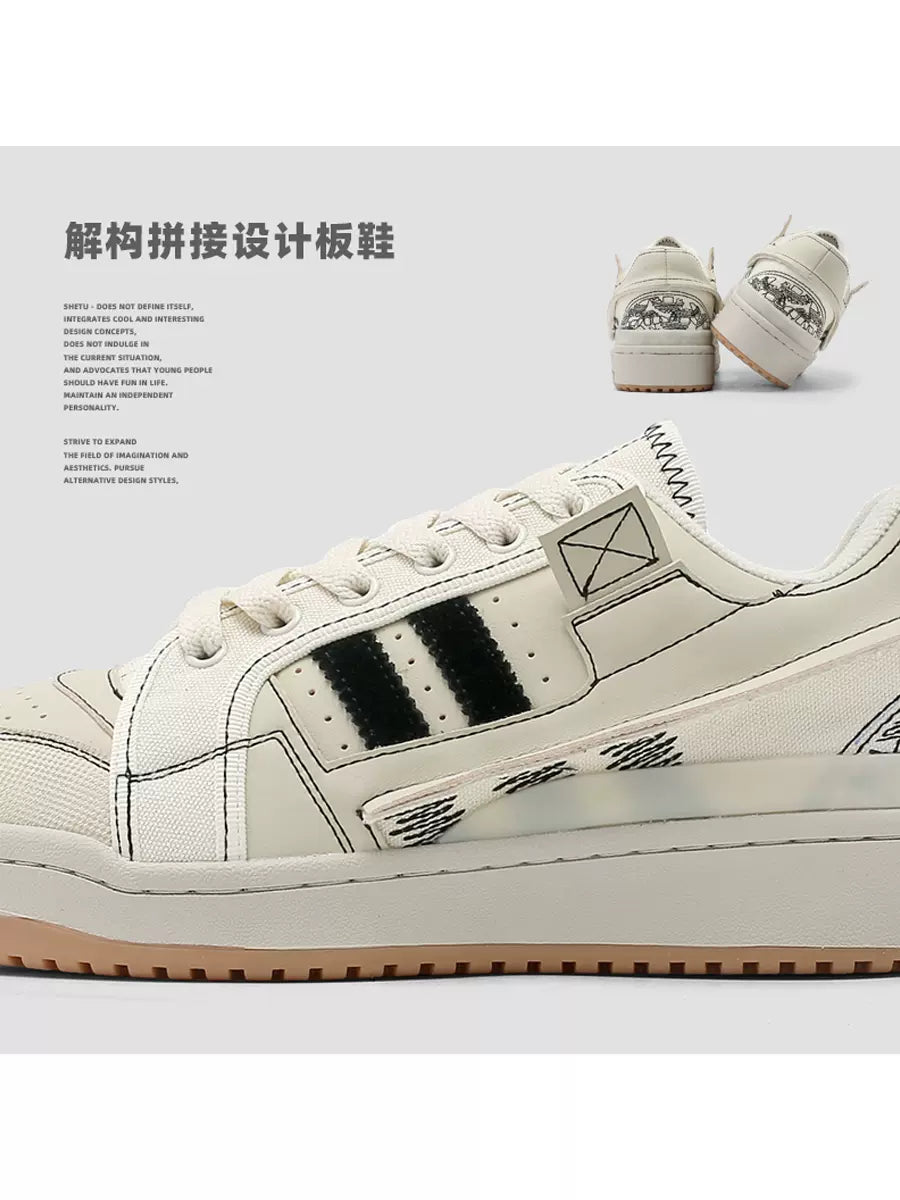 Niche line drawing sports shoes all-match casual white shoes