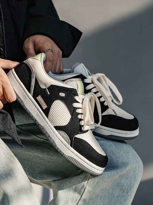 Deconstructed panda sneakers black and white corduroy shoes trendy shoes