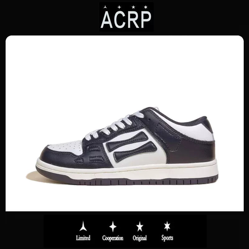 Bone black and white low top men's sneakers sports white shoes