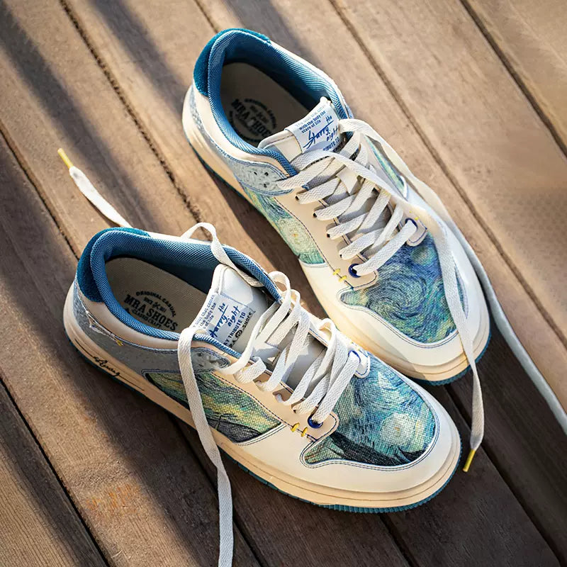 Oil painting board shoes retro thick bottom sports casual shoes trendy