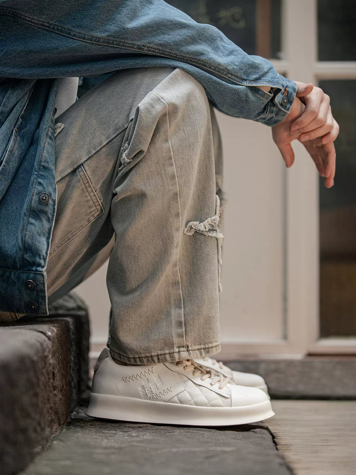 Rhombus Plaid Vintage White Shoes Sneakers