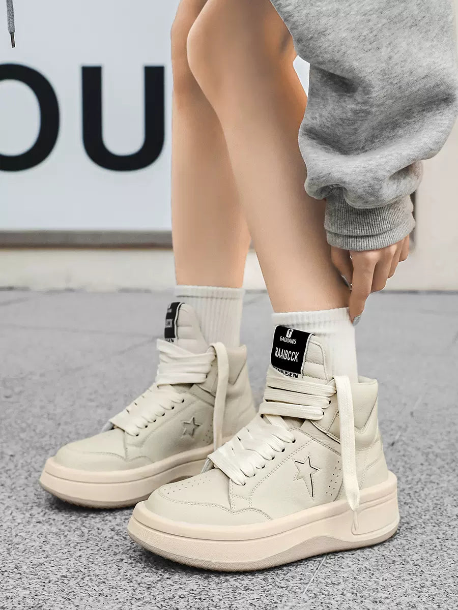 White shoes star high top couple sports trendy shoes