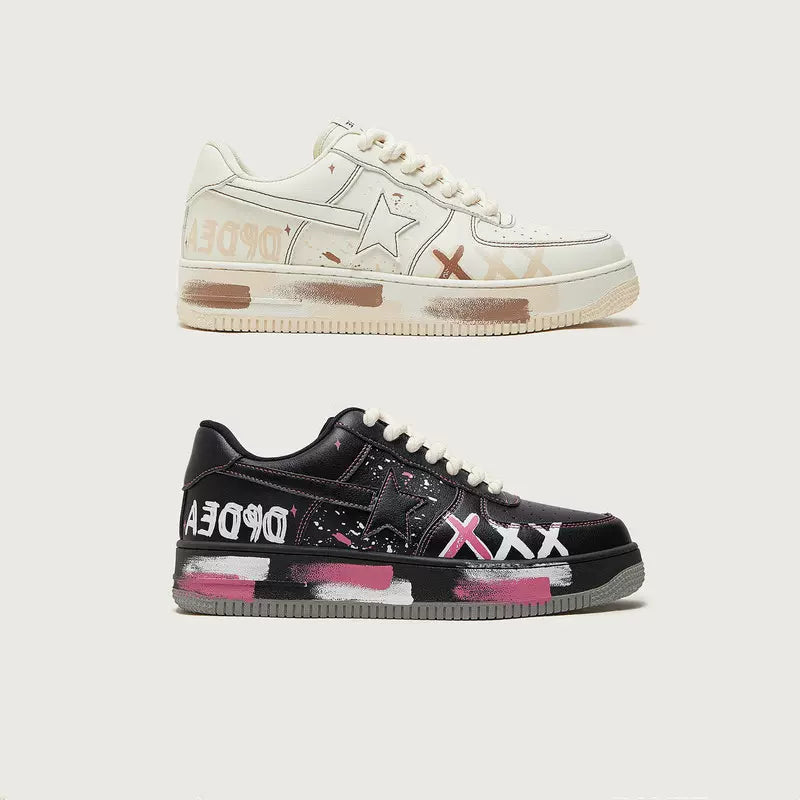 Graffiti skate shoes retro platform shoes casual couples
